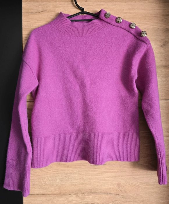 Massimo Dutti sweter wełniany S różu fuksja