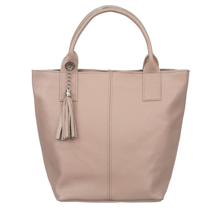 VERA PELLE torebka skórzana shopper z długimi rączkami V619 j.różowa