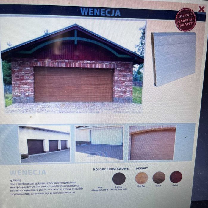 NOWA Brama garażowa BIG TOR ISO 40G 2400x2030 segment z napędem ORZECH