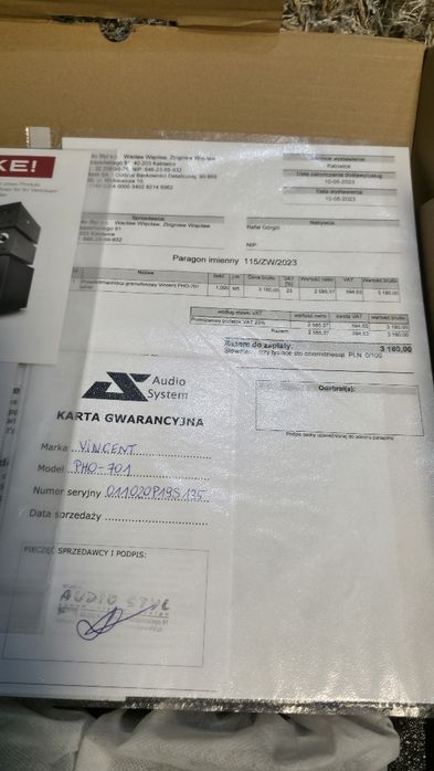 Przedwzmacniacz lampowy MM/MC Vincent pho 701ps jak nowy