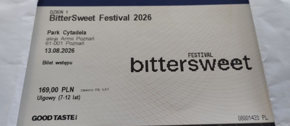 Bilet ulgowy ,Bittersweet fest. 1-wszy dzień