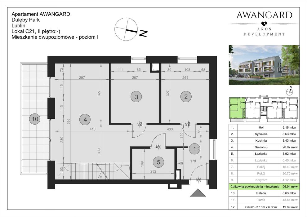 Zamieszkaj od pierwszego wejrzenia! Dwupoziomowe "M" z tarasem na dachu, 96,94 m², inwestycja DULĘBY PARK - View 4