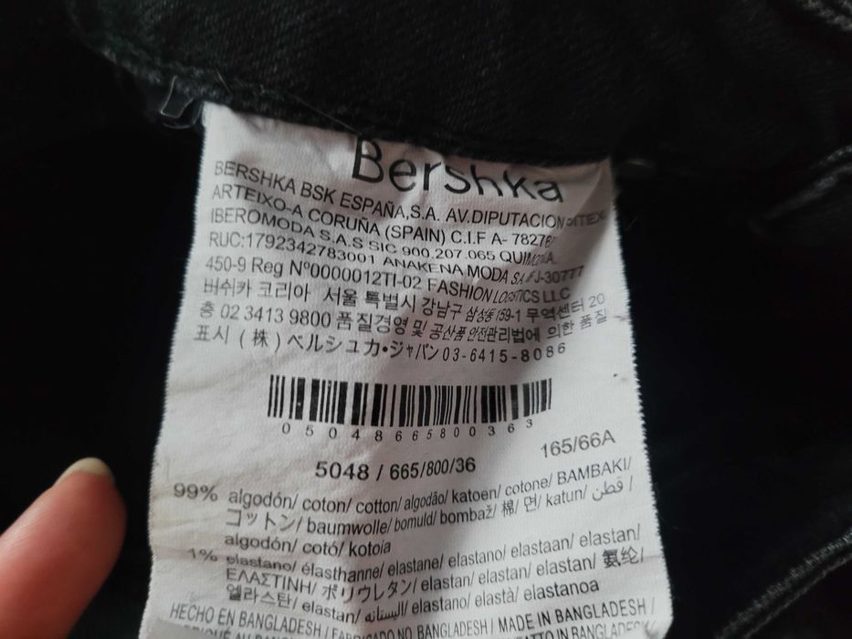 Ciemne szare jeansy 36,S Bershka Mom slim high waist wysoki stan