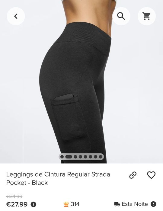 Leggings PROZIS de Cintura Regular Strada Pocket - Black XS - Novos