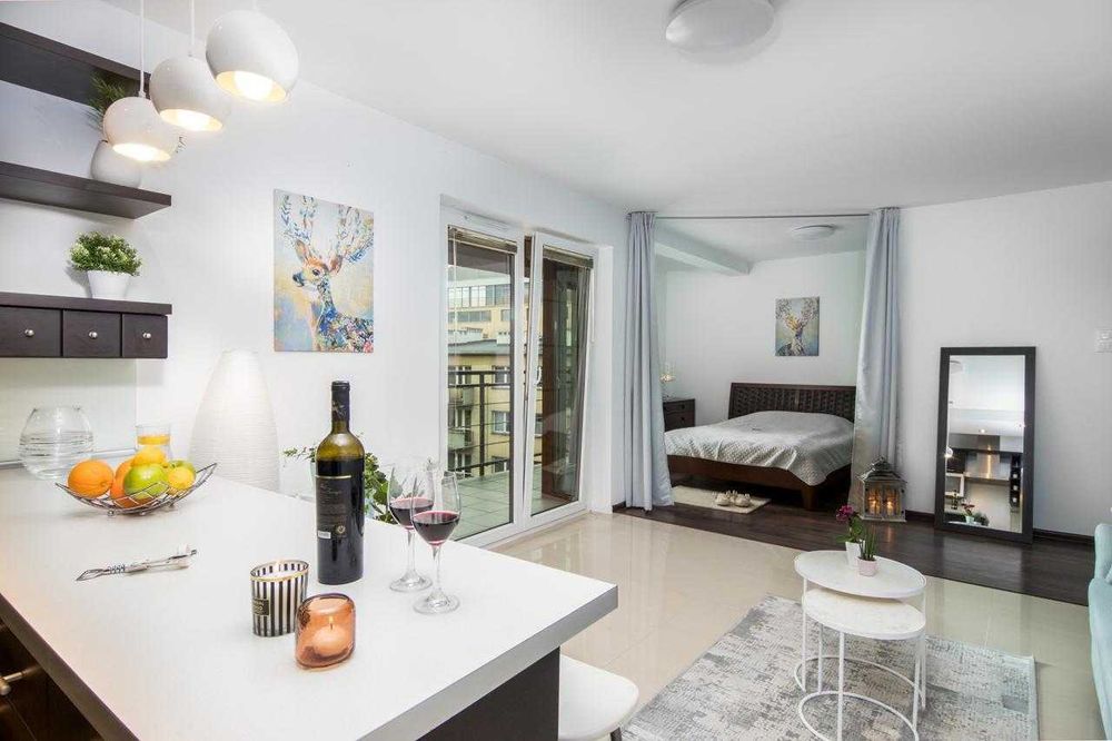Studio z wydzieloną sypialnią 38m2 *Wisła Residence Piwna* balkon