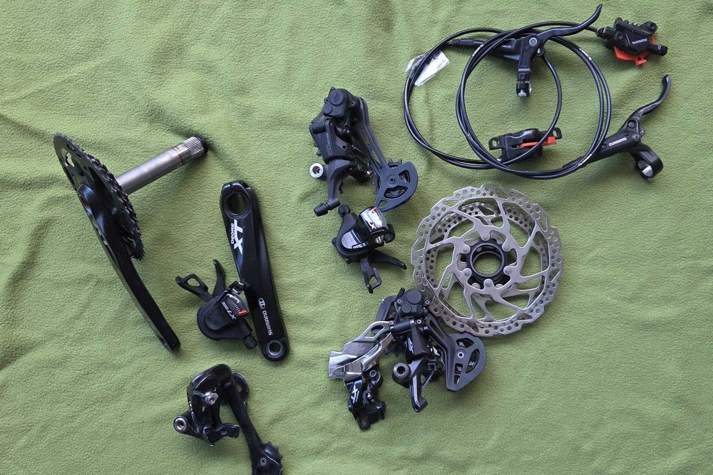 Shimano XT 3x10 + XT M8100 1x12 + Manetki Deore LX 3x10 + hamulce – komplet części