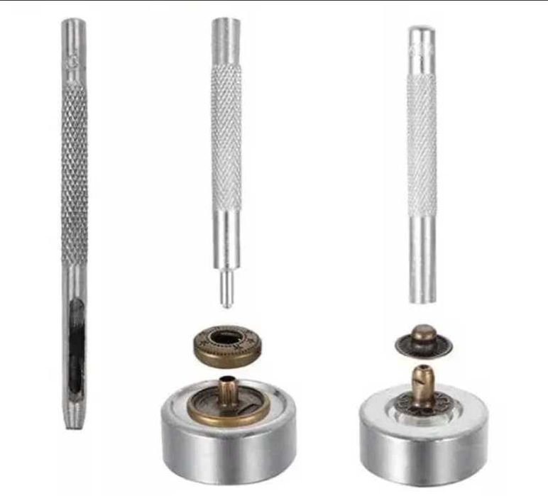 Набір кнопки 100 шт чотири кольори та інструмент для установки 633