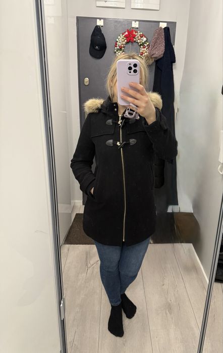 Plaszcz z kapturem Mango M 50% wełna