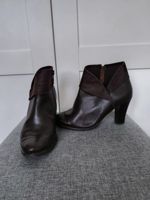 Buty 36 brązowe botki krótkie sztyblety na obcasie ocieplane jesienne