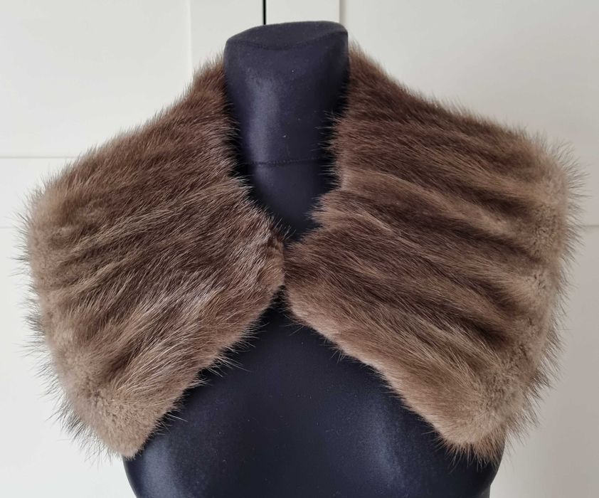 kołnierz szal z futra Vintage norki
