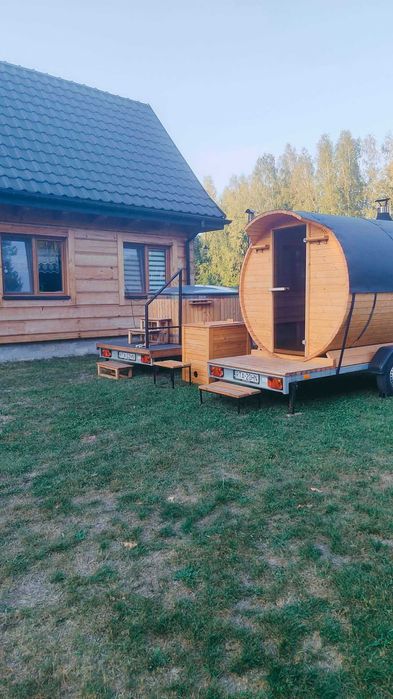 Sauna mobilna, na przyczepce, balia jacuzzi mobilne