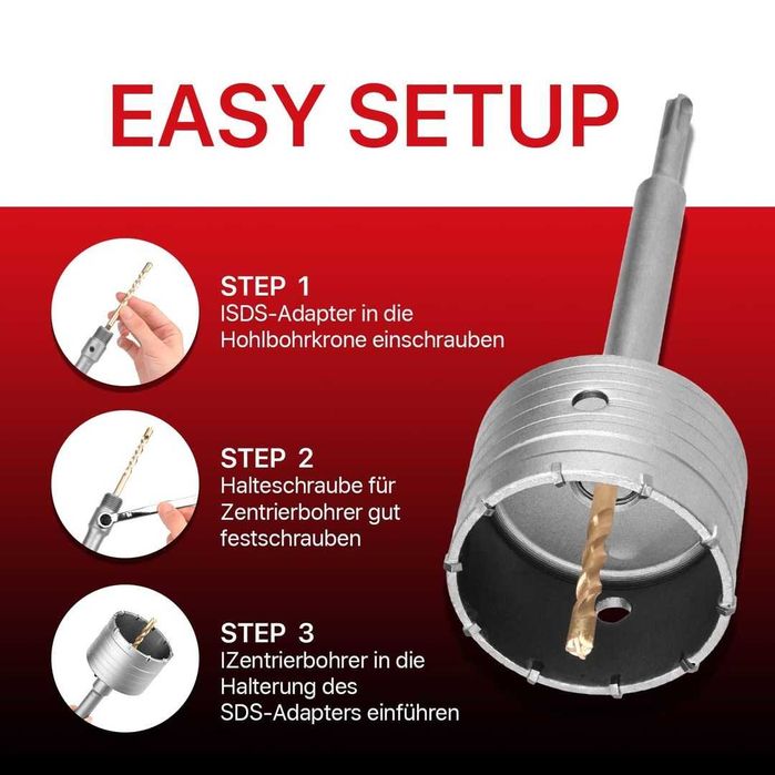 Conjunto de brocas de núcleo SDS Plus de 150 mm