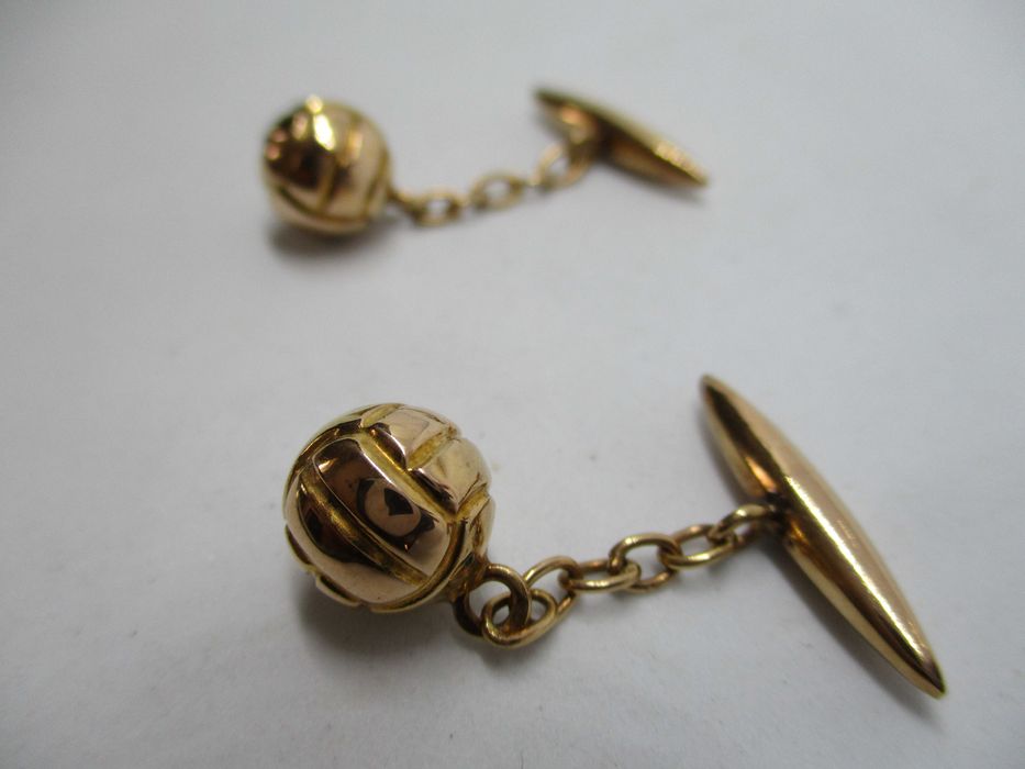 Botões de punho em ouro 800, português de 19,2 k, bolas de futebol