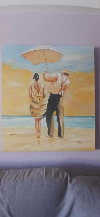 Óleo sobre tela "Passeio à Beira-mar"