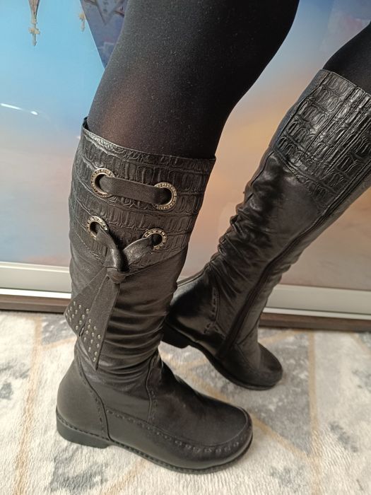 Сапоги женские зимние кожа цигейка