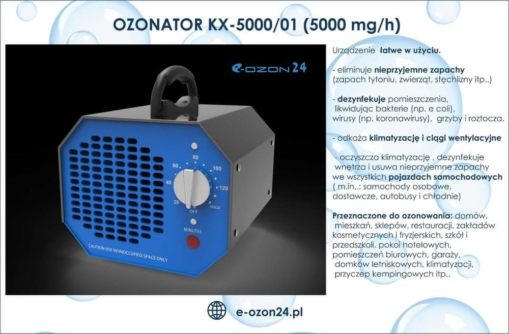 Dezynfekcja pomieszczeń ozonator KX-5000/01