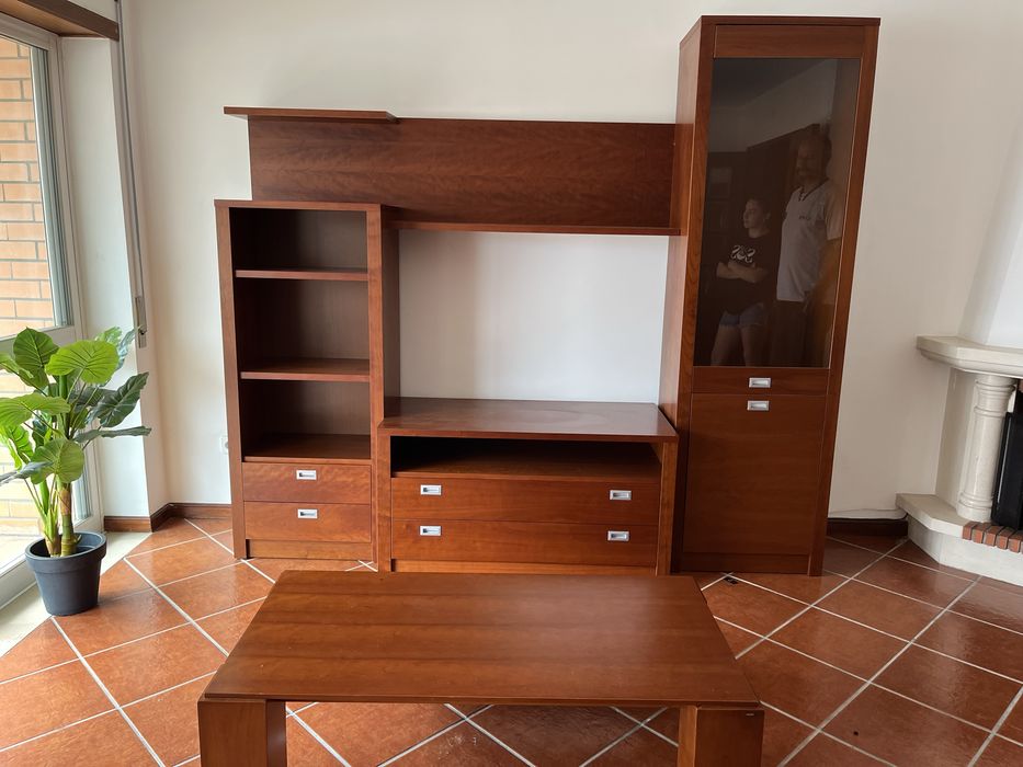 Vendo Móvel de TV, Cristaleira e Mesa de Centro.