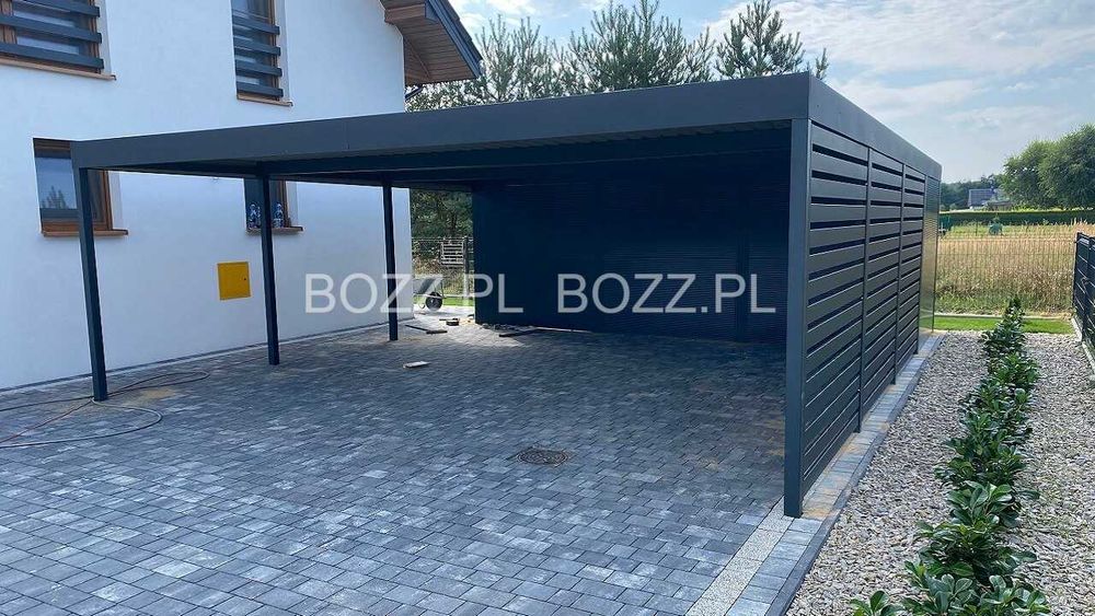 Carport Wiata garażowa stalowa 5.5mx7m - carport 2 auta + pomieszczenie z tyłu /Producent/