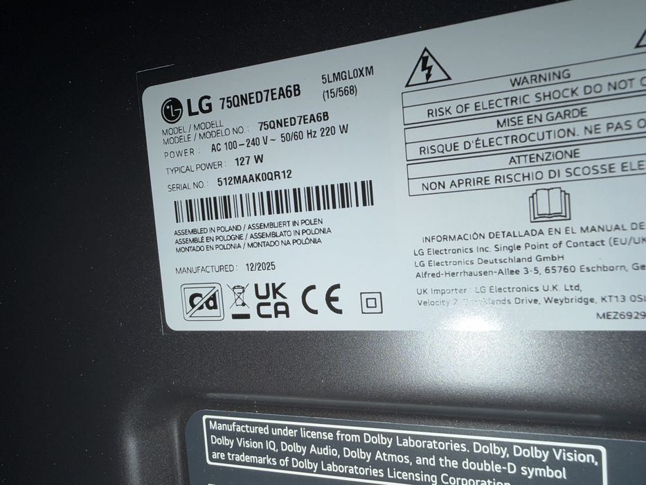 Новий 2025р телевізор LG 75QNED7EA6B з Німеччини