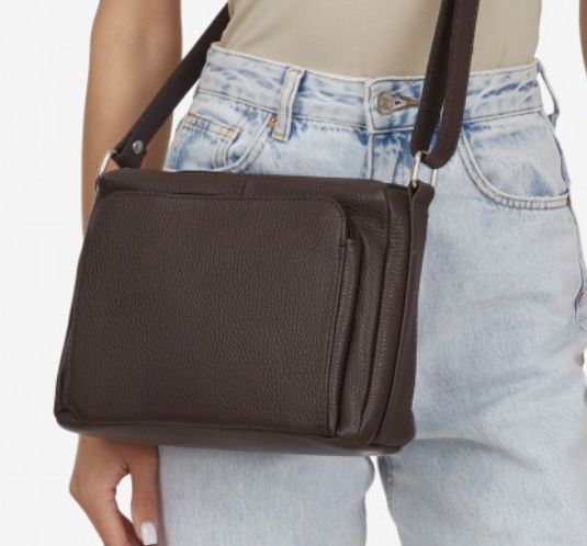 Сумка жіноча  шоколад хакі Чорна сумка через плече Virginia conti