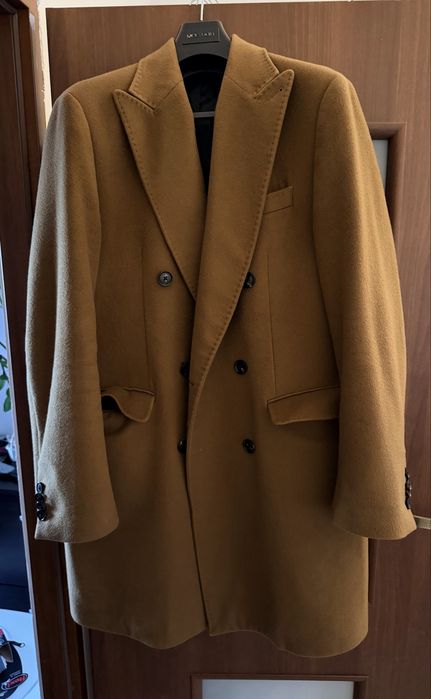 Płaszcz męski dwurzędowy BYTOM wełna kaszmir, jak nowy