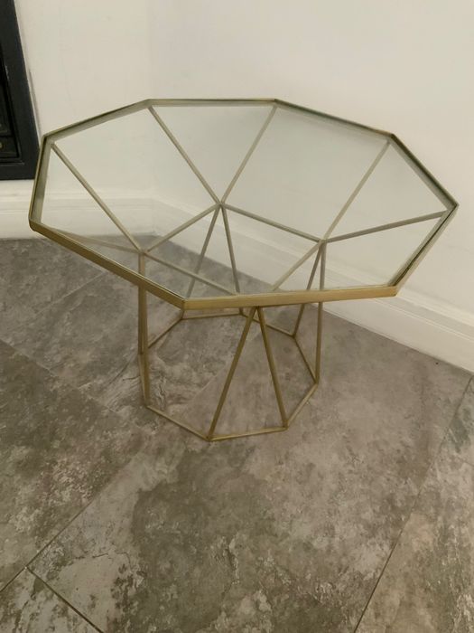 Mesa de vidro octogonal