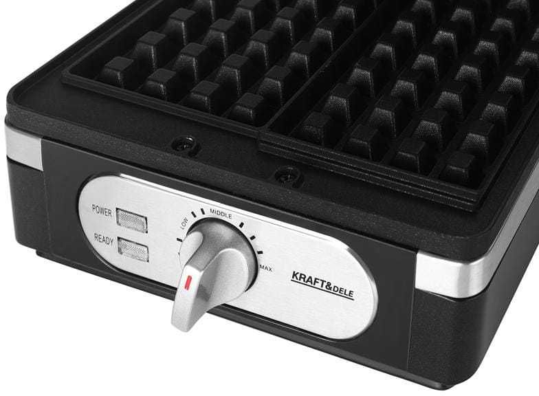 Gofrownica elektryczna 2000W CZARNA XXL 2 Chrupiące Puszyste Gofry