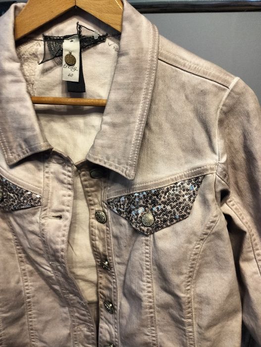 Kurtka jeansowa pudrowy róż 40