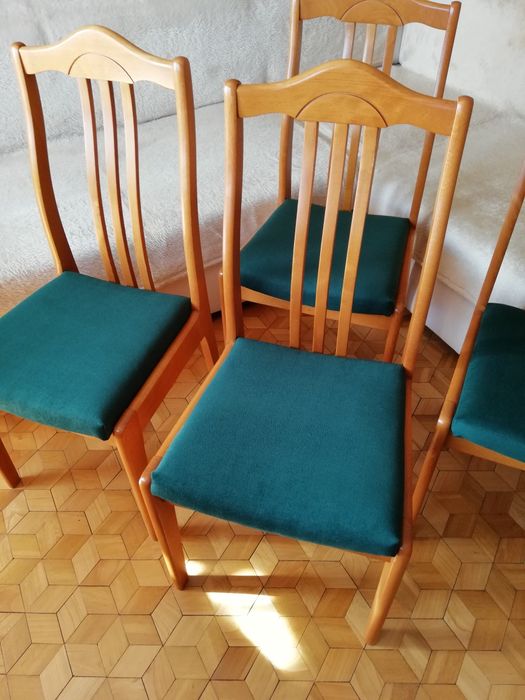 krzesła tapicerowane zielone 4szt za 599zł po renowacji