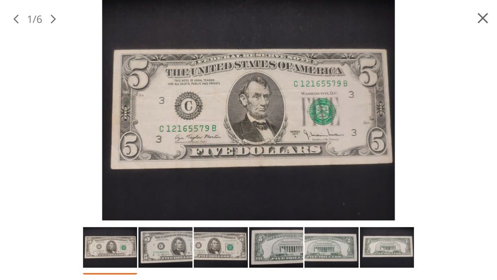 Banknot $ 5 dolarów USA 1977r / St. 5