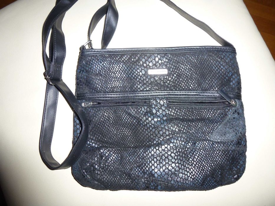 Torebka skóra naturalna czarna  STEFANO 26x21 nowa