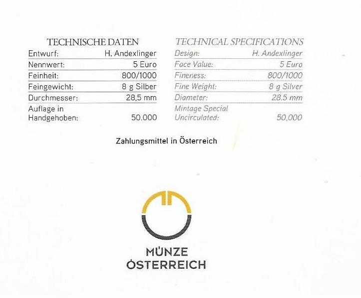 Áustria - - - 5 Euros - 2011 - - - "Pummerin Bell" - -  Moeda de Prata
