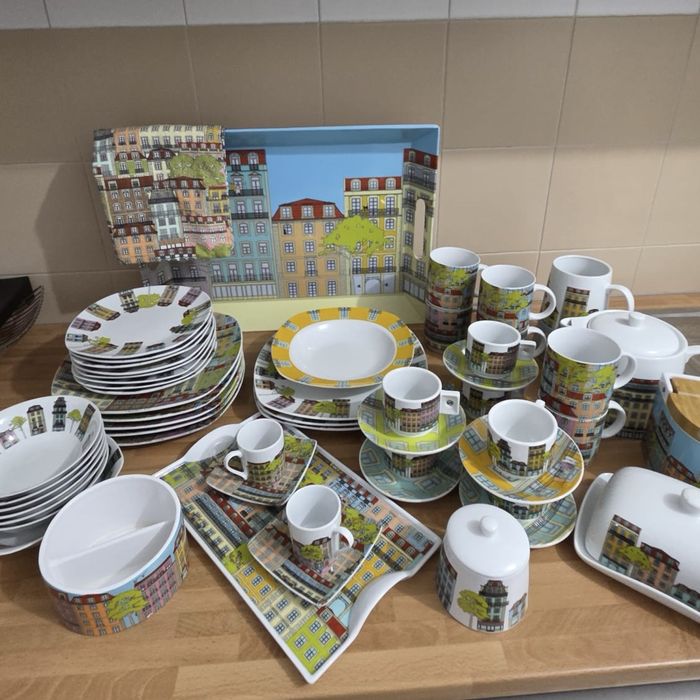 conjunto de louça - gato preto