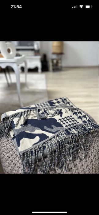 Szal dwustronny duży ciepły Monnari granatowy beżowy