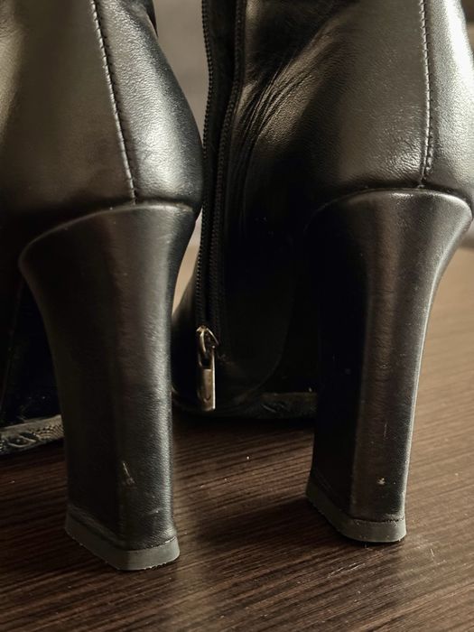 Черные кожаные ботильоны,36р