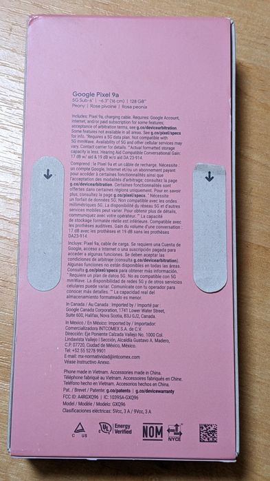 Мобільний телефон Google Pixel 9a 5G -8/128  Peony .Unlocked