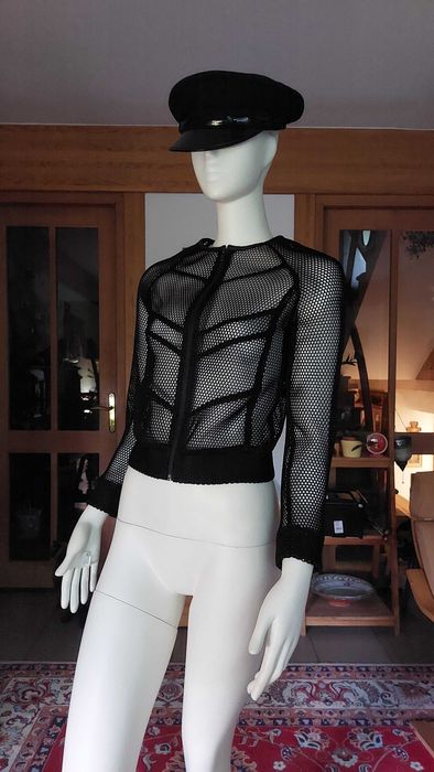 czarna ażurowa kurtka bomberka krótka bluza cyber gothic punk Sisley