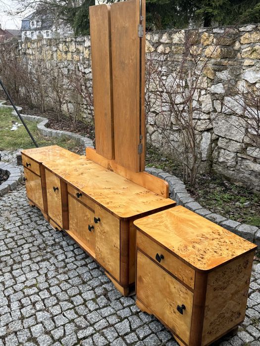 Toaletka czeczot brzozowy nakastliki szafki nocne 1970 ala art deco