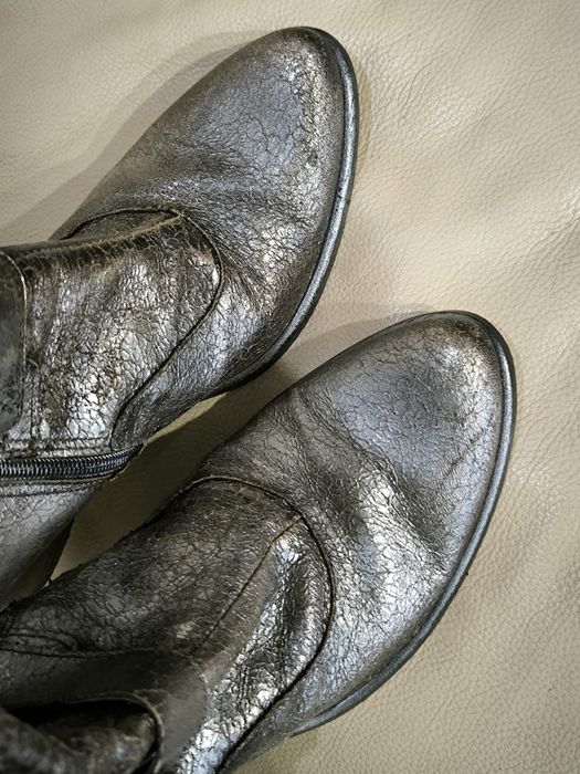 Сапоги женские серебро