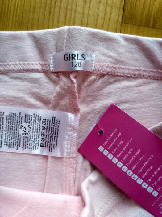 Nowe getry legginsy 128 spodnie róż pudrowy