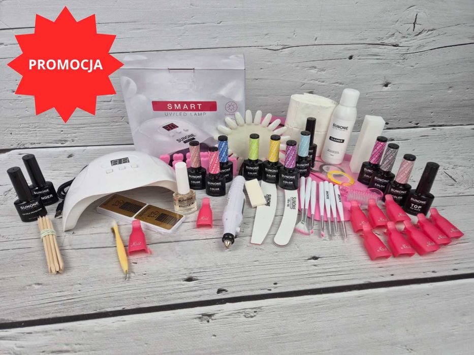 Promocja! Nowy zestaw do manicure hybrydowego lampa, frezarka, lakiery