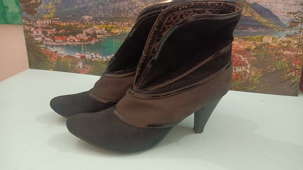 Botki zamsz czarne panterka 37