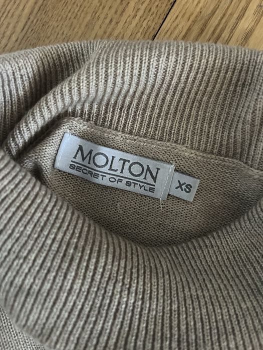 Molton sukienka 15% wełna czarna brązowa 34 XS 36 S