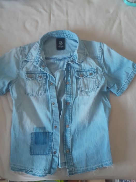 Koszula jeansowa 128 krótki rękaw  h&m