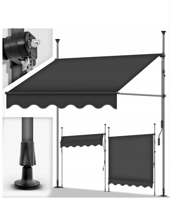Markiza balkonowa 400 x180 x 300 cm Antracyt Tillvex