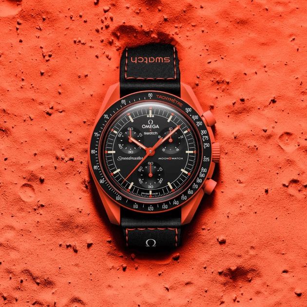 Omega X Swatch Mission on Earth Lava moonswatch омега свотч Лава кварцевий наручний чоловічий годинник