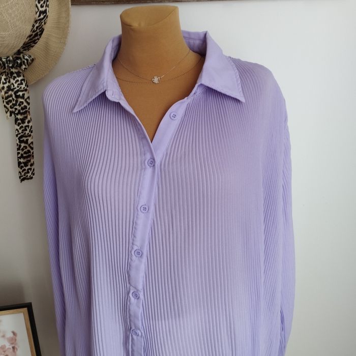 Damska koszula plisowana oversize Pretty Little Thing liliowa S–XXL