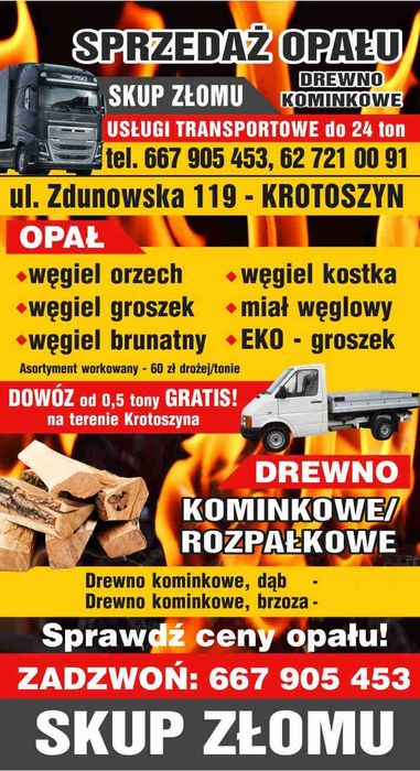 Sprzedaż opału węgiel * eko-groszek * kruszywa * drewno kominkowe *