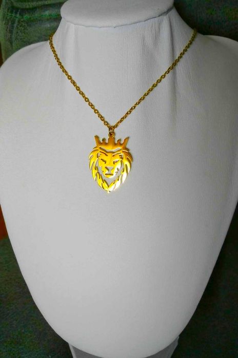 Colar Aço Dourado c/ Leão NOVO