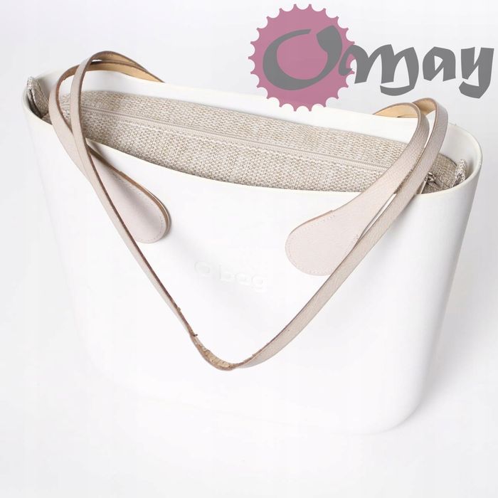 Beżowy organizer OBAG MINI struktura pleciona hummus 2 kieszenie OMAY